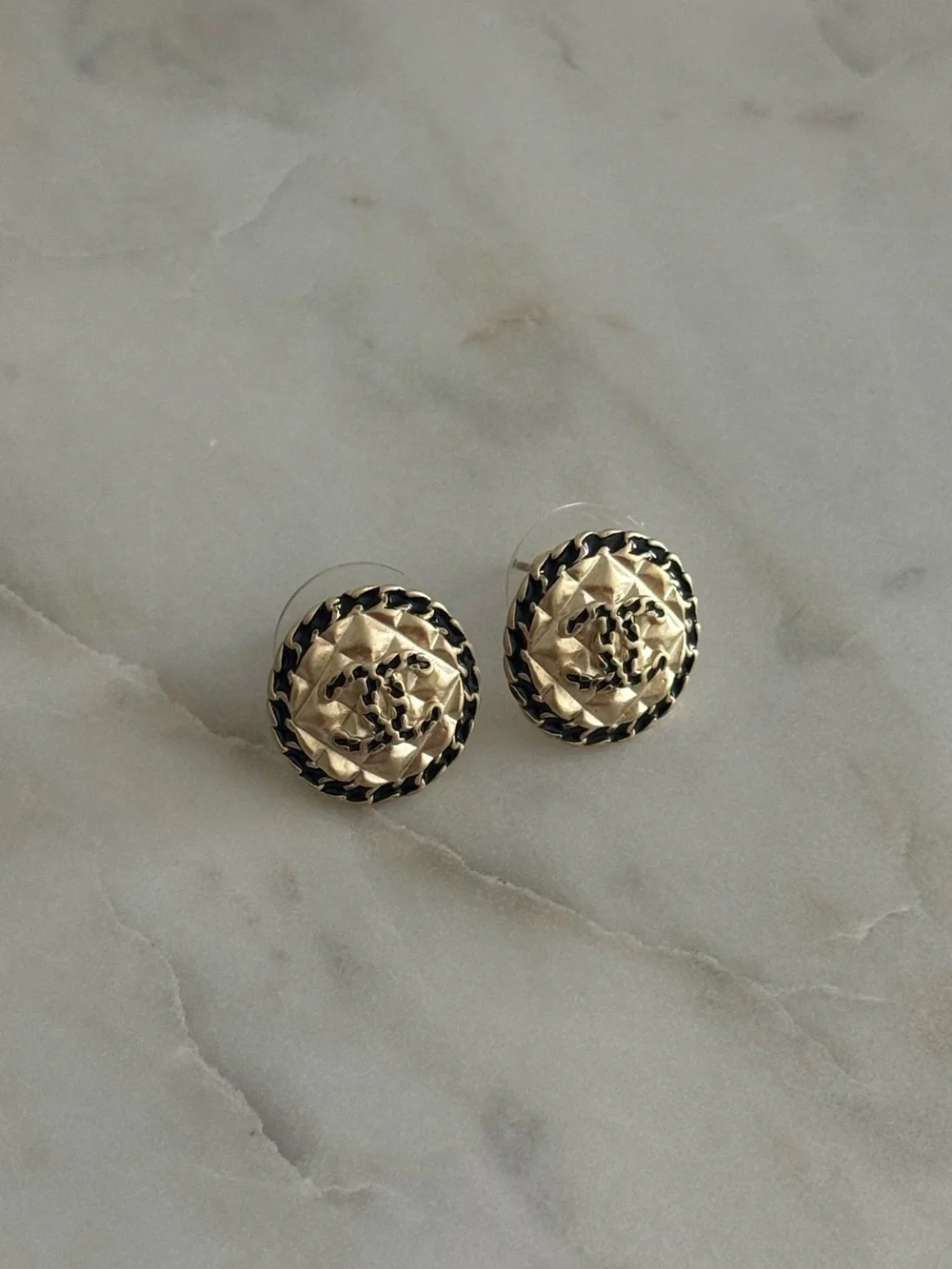 Authentic Chanel Button Stud Earrings